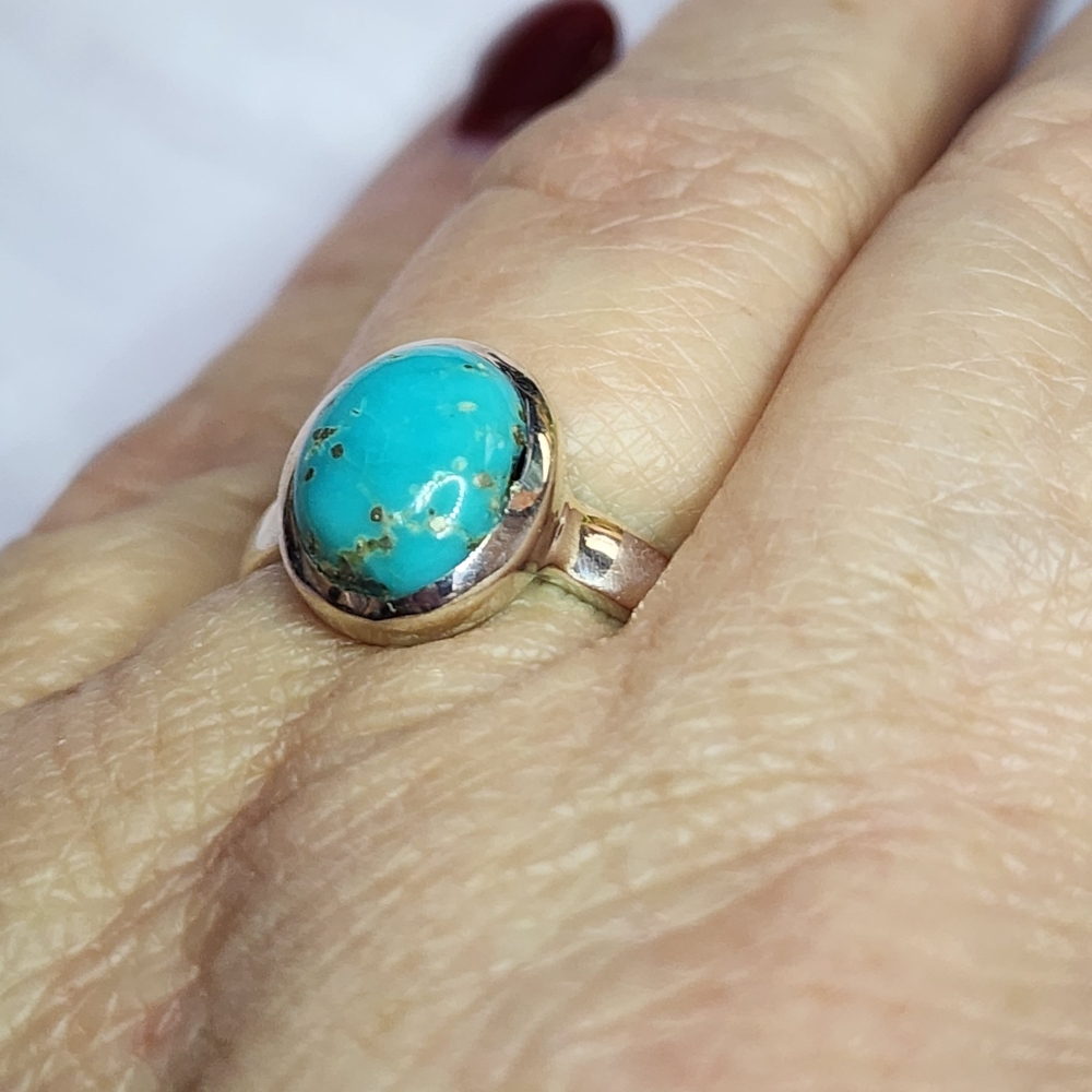 Contemporary Turquoise and Sterling Ring - Picture 5 of 5
